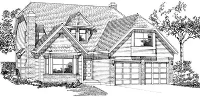 European house plans 35-119 - front exterior, 2,566 sq ft, 4 bed, 2 bath house plans | Monster House Plans