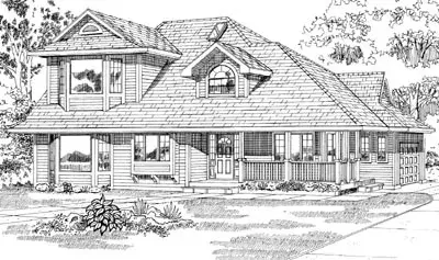 Northwest house plans 35-141 - front exterior, 2,157 sq ft, 3 bed, 2 bath house plans | Monster House Plans