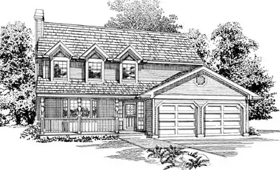Country house plans 35-148 - front exterior, 1,413 sq ft, 3 bed, 2 bath house plans | Monster House Plans