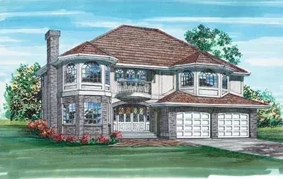 European house plans 35-152 - front exterior, 1,858 sq ft, 3 bed, 2 bath house plans | Monster House Plans