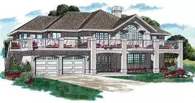 Sunbelt house plans 35-153 - front exterior, 1,988 sq ft, 3 bed, 2 bath house plans | Monster House Plans