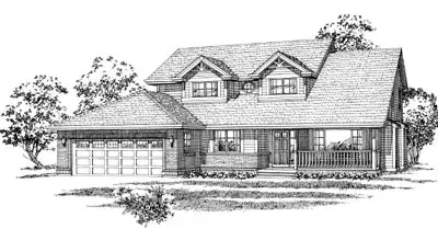 Country house plans 35-162 - front exterior, 2,057 sq ft, 3 bed, 2 bath house plans | Monster House Plans