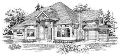 Traditional house plans 35-163 - front exterior, 2,347 sq ft, 3 bed, 2 bath house plans | Monster House Plans