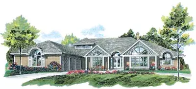 Contemporary house plans 35-169 - front exterior, 3,555 sq ft, 3 bed, 3 bath house plans | Monster House Plans