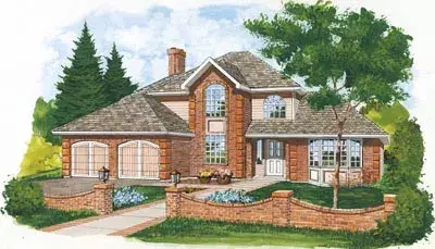 European house plans 35-171 - front exterior, 2,071 sq ft, 3 bed, 2 bath house plans | Monster House Plans
