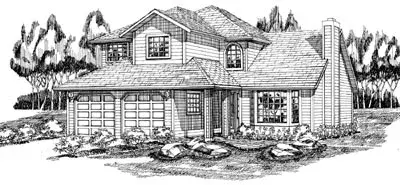Northwest house plans 35-173 - front exterior, 1,706 sq ft, 3 bed, 2 bath house plans | Monster House Plans