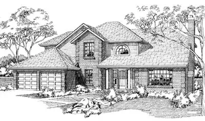 Traditional house plans 35-178 - front exterior, 2,428 sq ft, 4 bed, 2 bath house plans | Monster House Plans