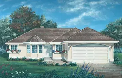 Traditional house plans 35-180 - front exterior, 1,383 sq ft, 3 bed, 2 bath house plans | Monster House Plans