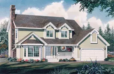Country house plans 35-187 - front exterior, 2,011 sq ft, 4 bed, 2 bath house plans | Monster House Plans