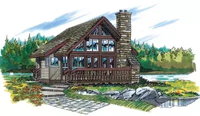 Contemporary house plans 35-193 - front exterior, 680 sq ft, 1 bed, 1 bath house plans | Monster House Plans