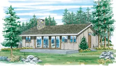 Traditional house plans 35-201 - front exterior, 950 sq ft, 3 bed, 1 bath house plans | Monster House Plans