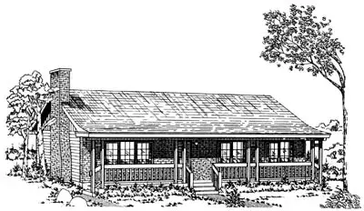 Ranch house plans 35-213 - front exterior, 1,356 sq ft, 3 bed, 2 bath house plans | Monster House Plans