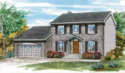 Early American house plans 35-222 - front exterior, 1,937 sq ft, 4 bed, 2 bath house plans | Monster House Plans