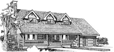 Country house plans 35-224 - front exterior, 2,236 sq ft, 4 bed, 2 bath house plans | Monster House Plans
