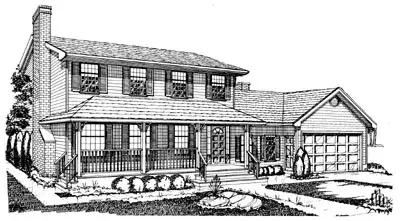 Country house plans 35-226 - front exterior, 1,996 sq ft, 4 bed, 2 bath house plans | Monster House Plans