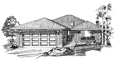 Traditional house plans 35-230 - front exterior, 1,548 sq ft, 3 bed, 2 bath house plans | Monster House Plans