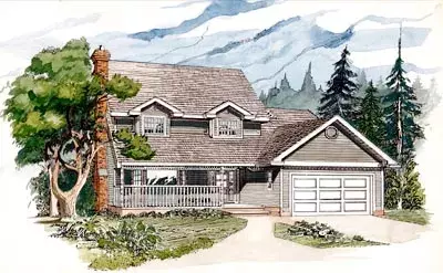 Country house plans 35-233 - front exterior, 2,137 sq ft, 4 bed, 2 bath house plans | Monster House Plans