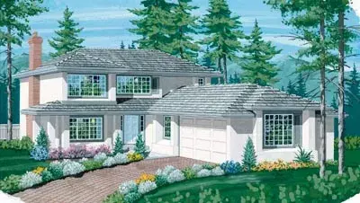 Sunbelt house plans 35-234 - front exterior, 2,090 sq ft, 3 bed, 2 bath house plans | Monster House Plans