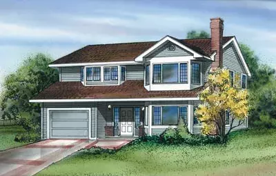 Traditional house plans 35-239 - front exterior, 1,396 sq ft, 3 bed, 2 bath house plans | Monster House Plans
