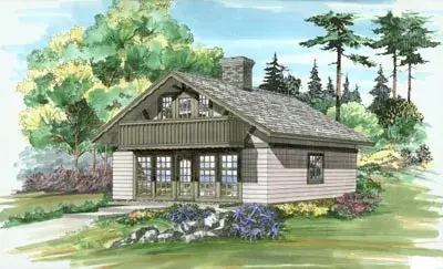 Country house plans 35-240 - front exterior, 1,078 sq ft, 3 bed, 1 bath house plans | Monster House Plans