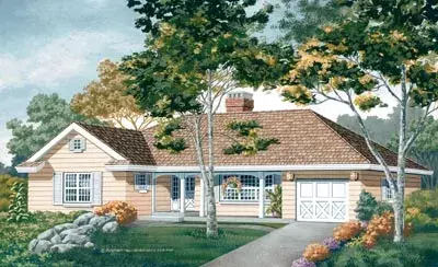 Country house plans 35-242 - front exterior, 1,471 sq ft, 3 bed, 2 bath house plans | Monster House Plans