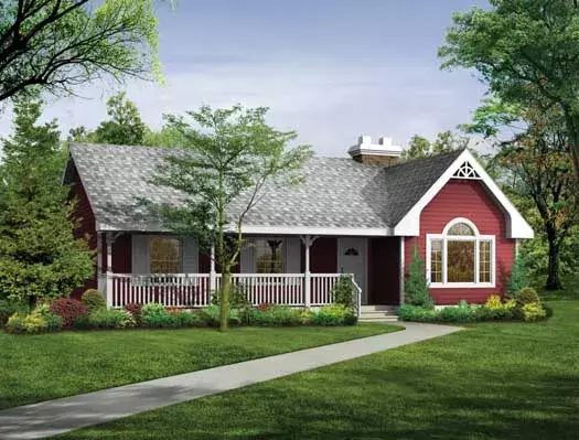 Country house plans 35-243 - front exterior, 1,475 sq ft, 3 bed, 2 bath house plans | Monster House Plans