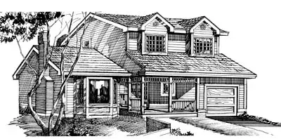 Country house plans 35-246 - front exterior, 1,702 sq ft, 3 bed, 2 bath house plans | Monster House Plans