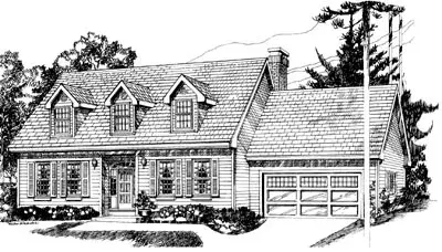 Early American house plans 35-250 - front exterior, 2,324 sq ft, 3 bed, 2 bath house plans | Monster House Plans