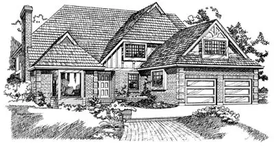 English Country house plans 35-251 - front exterior, 2,859 sq ft, 4 bed, 2 bath house plans | Monster House Plans