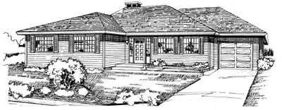 Traditional house plans 35-264 - front exterior, 1,404 sq ft, 3 bed, 2 bath house plans | Monster House Plans
