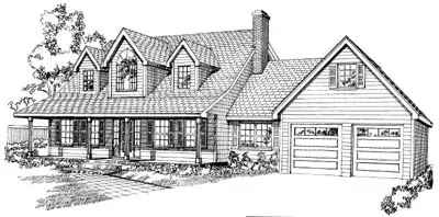 Country house plans 35-267 - front exterior, 2,389 sq ft, 3 bed, 2 bath house plans | Monster House Plans