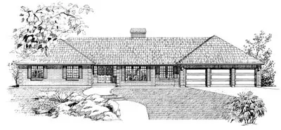 Ranch house plans 35-278 - front exterior, 2,559 sq ft, 3 bed, 2 bath house plans | Monster House Plans