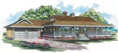 Country house plans 35-280 - front exterior, 1,541 sq ft, 3 bed, 2 bath house plans | Monster House Plans