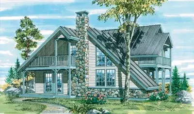 Contemporary house plans 35-282 - front exterior, 1,666 sq ft, 3 bed, 2 bath house plans | Monster House Plans