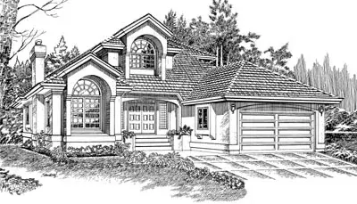 Mediterranean house plans 35-287 - front exterior, 2,259 sq ft, 3 bed, 2 bath house plans | Monster House Plans