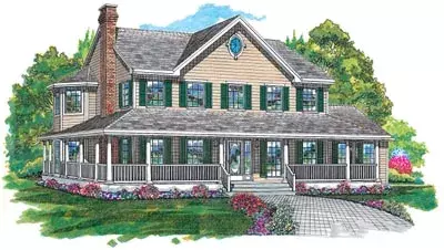 Country house plans 35-288 - front exterior, 2,582 sq ft, 4 bed, 3 bath house plans | Monster House Plans