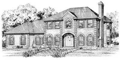 Early American house plans 35-290 - front exterior, 2,812 sq ft, 4 bed, 3 bath house plans | Monster House Plans