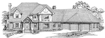 European house plans 35-295 - front exterior, 4,088 sq ft, 4 bed, 3 bath house plans | Monster House Plans
