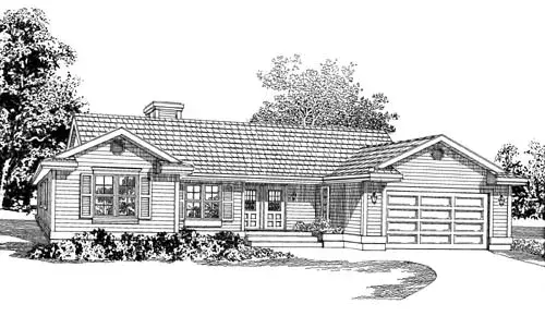 Traditional house plans 35-304 - front exterior, 1,666 sq ft, 3 bed, 2 bath house plans | Monster House Plans