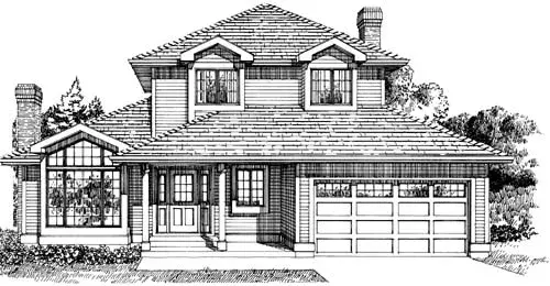 Northwest house plans 35-305 - front exterior, 1,769 sq ft, 3 bed, 2 bath house plans | Monster House Plans