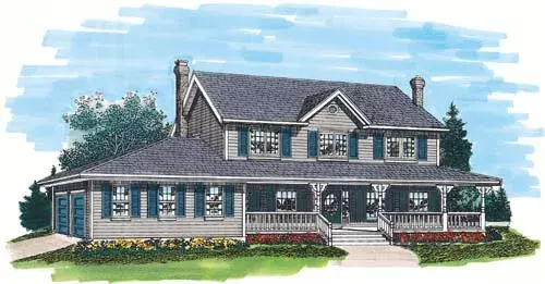Country house plans 35-311 - front exterior, 2,094 sq ft, 4 bed, 2 bath house plans | Monster House Plans