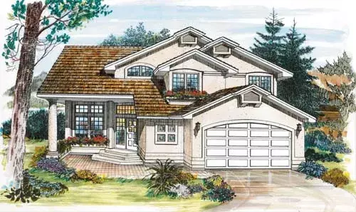 Southwest house plans 35-312 - front exterior, 2,120 sq ft, 3 bed, 3 bath house plans | Monster House Plans