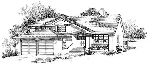 Southwest house plans 35-313 - front exterior, 2,449 sq ft, 3 bed, 3 bath house plans | Monster House Plans
