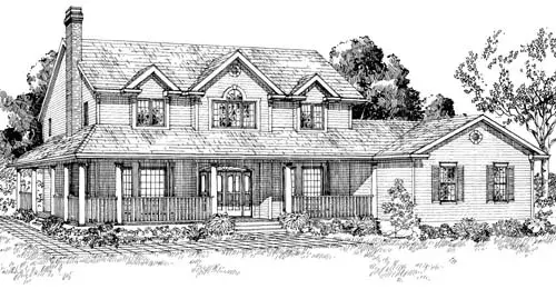 Country house plans 35-315 - front exterior, 2,530 sq ft, 4 bed, 2 bath house plans | Monster House Plans