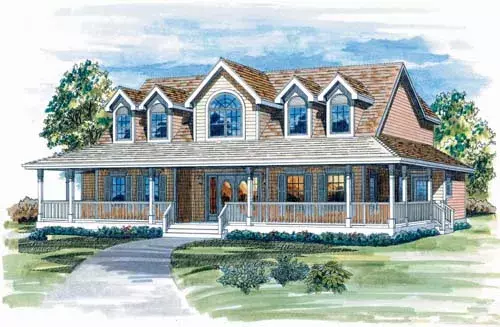 Country house plans 35-318 - front exterior, 3,141 sq ft, 4 bed, 3 bath house plans | Monster House Plans