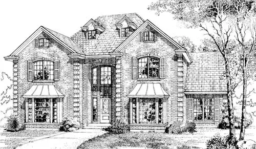 European house plans 35-320 - front exterior, 3,810 sq ft, 4 bed, 2 bath house plans | Monster House Plans