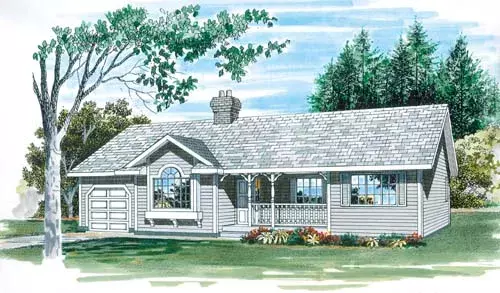 Ranch house plans 35-329 - front exterior, 1,233 sq ft, 3 bed, 2 bath house plans | Monster House Plans