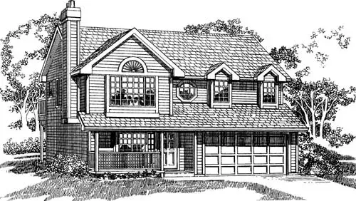 Traditional house plans 35-331 - front exterior, 1,395 sq ft, 3 bed, 2 bath house plans | Monster House Plans