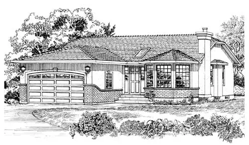 Traditional house plans 35-342 - front exterior, 1,432 sq ft, 3 bed, 2 bath house plans | Monster House Plans