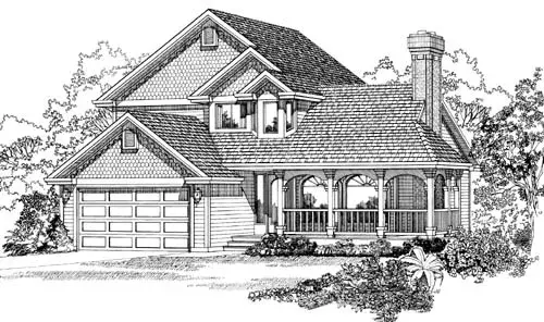 Country house plans 35-351 - front exterior, 1,716 sq ft, 3 bed, 2 bath house plans | Monster House Plans